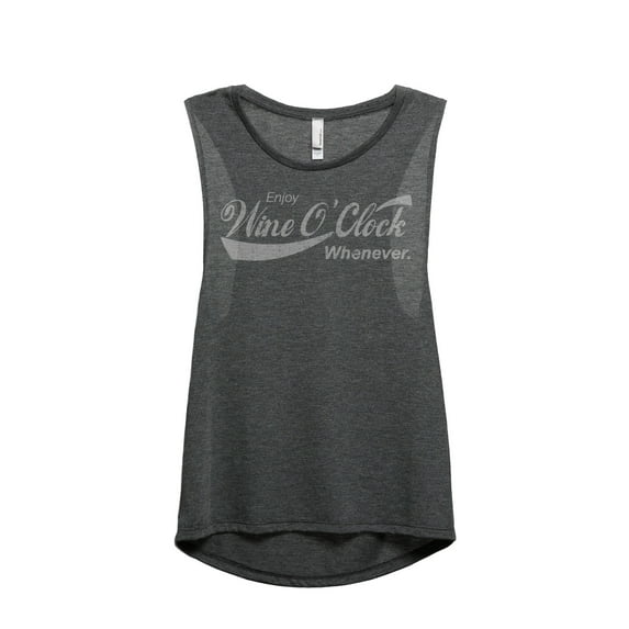 Wine O'Clock Women's Fashion Sleeveless Muscle Tank Top Tee Charcoal Grey Small