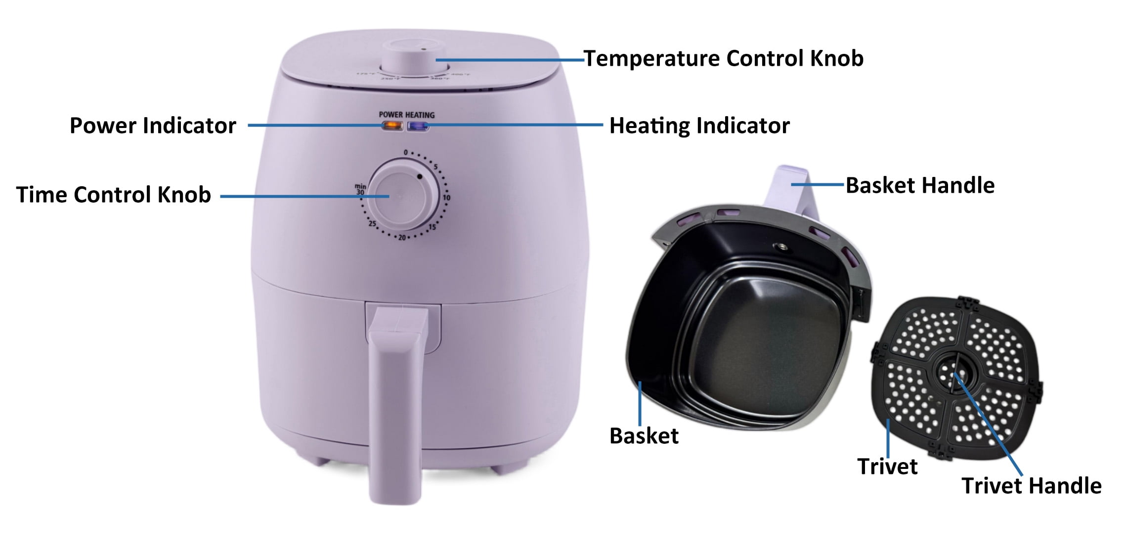 Mainstays 2.2 Quart Air Fryer with Automatic Shutoff, Violet