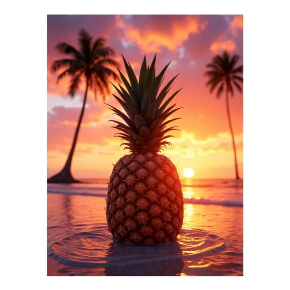 Diamond Art Kit for Adults, Pineapple Sunset Beach Scene Diamond Painting for Adults Beginners, 5D DIY Diamond Art Painting Kits, Colorful Diamond Painting Craft for Home Decor 12x16