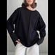 thumbnail image 4 of Camisetas de Larga Extragrandes para Mujer, Camisetas Básicas de Cuello Redondo, Tops de Otoño, Ropa Informal de Entrenamiento Y2K. Negro L, 4 of 10