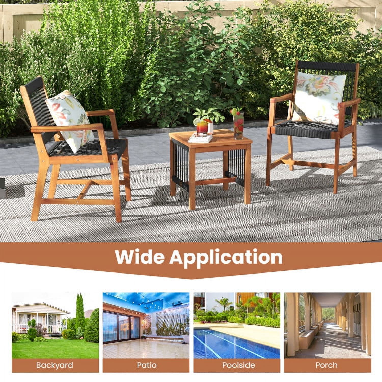 Aimee Lii 3 Pieces Acacia Wood Patio Furniture Set, Patio Table and Chairs Set, Outdoor Patio Set Aimee Lii 3 Pieces Acacia Wood Patio Furniture Set, Patio Table and Chairs Set, Outdoor Patio Set