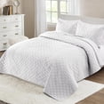 thumbnail image 2 of Exclusivo Mezcla White King Quilt Set, Box Pattern Ultrasonic Lightweight Bedspreads, Soft Coverlets Bedding Set with Pillow Shams, 2 of 6