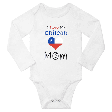 

I Love My Chilean Mom Baby Long Slevve Bodysuit Unisex Gifts (White 18-24 Months)