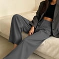 thumbnail image 5 of Business Office Slacks Dress Pants For Women Elegant High Rise Pleated Wide Leg Pant Ladies Button Closure Flowy Suit Pant Lightweight Straight Trousers, 5 of 6