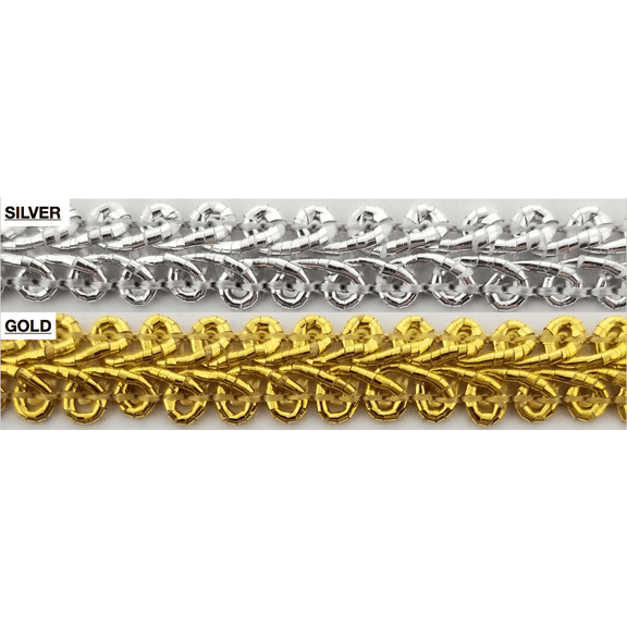 3/8" Metallic French Chinese Braid Gimp Trimming - 20 Yards - MADE IN USA!