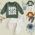 thumbnail image 4 of Gerichy Toddler Kids Baby Boy Fall Outfits 1T 2T 3T Letter Print Long Sleeve Tops Pants Winter Clothes Sets Casual cool little dude Letter Printed Boy Long Sleeved Hoodie Pants Two Piece Set, 4 of 4