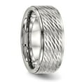 thumbnail image 6 of Auriga Fine Jewelry Stainless Steel Polished Brushed Center D/C 9 mm Ridged Edge Band for Women Size 13.5, 6 of 6