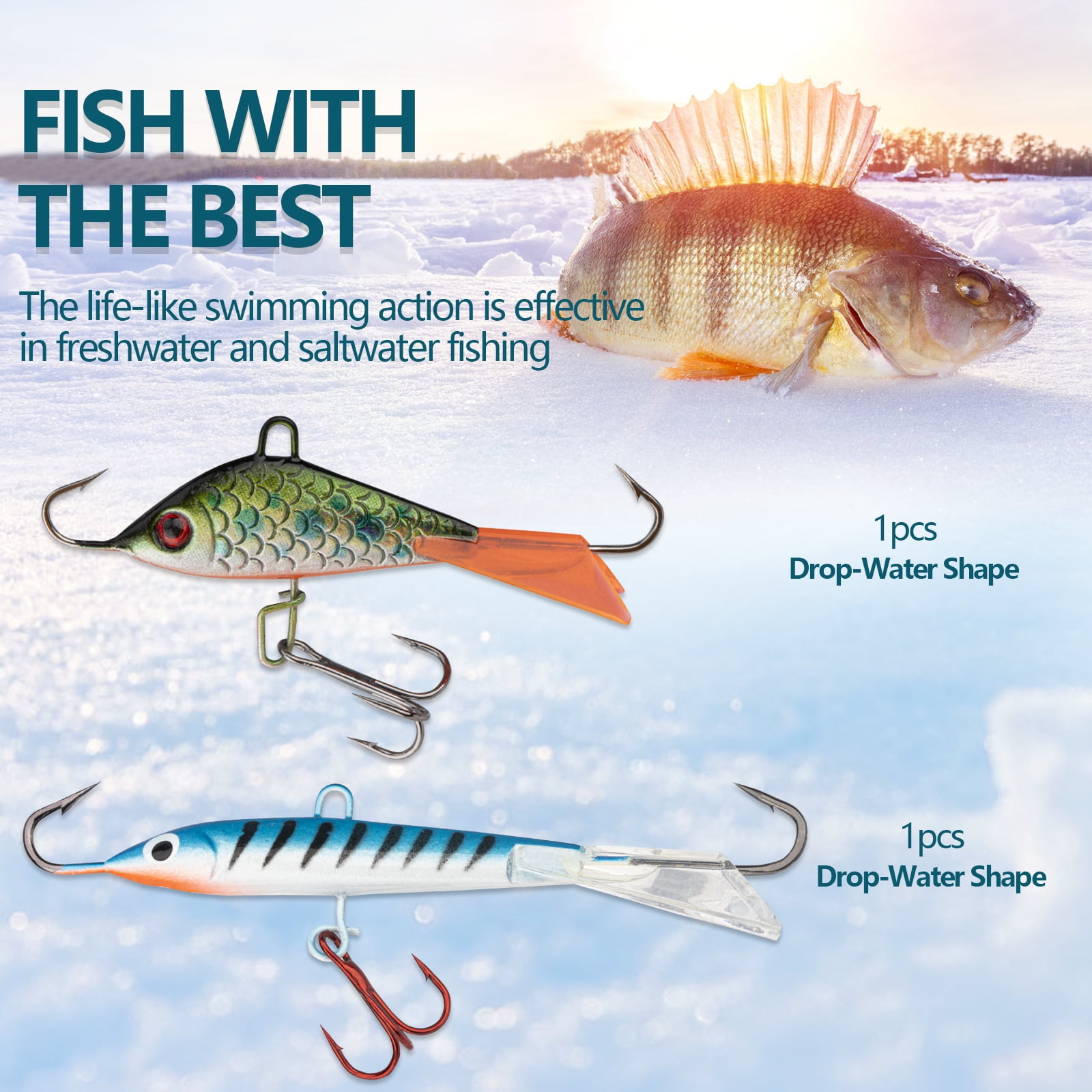 Qualyqualy Ice Fishing Jigs Lure Kit Gear Crappie Palestine