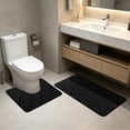 thumbnail image 6 of AuroraX Black 2 Piece Bathroom Rug Set with Toilet Rugs U Shaped,Quick Drying Non Slip Striped 1 Large One Small Washable Bath Rugs for Bathroom Floor Set 2pcs Bathroom Mat, 6 of 6