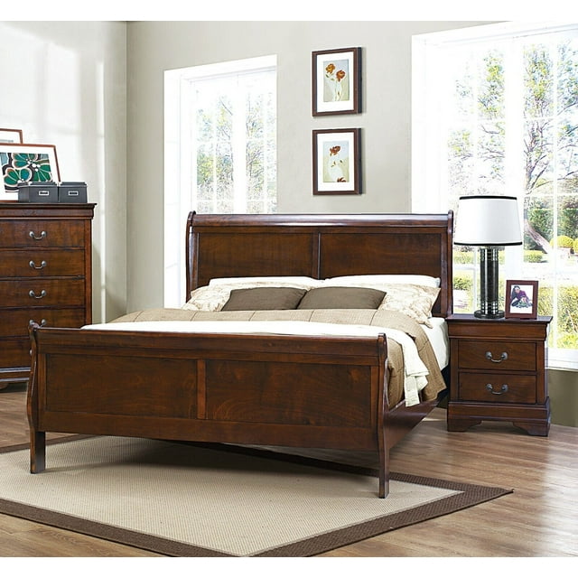 Louis Philippe Style Bedroom 3pc Set Eastern King Size Bed 2x