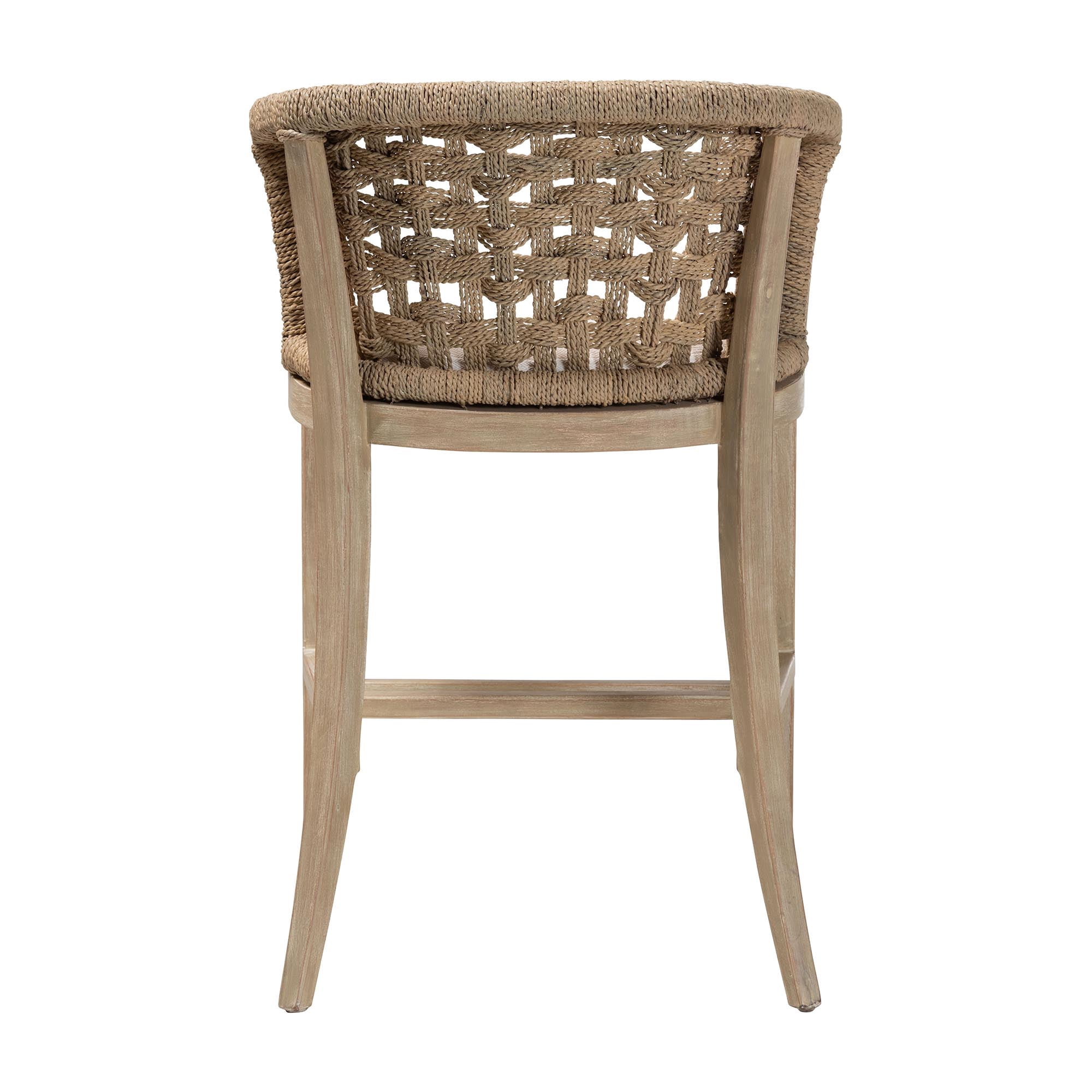 bali & pari Vellon Boho Counter Stool, 26" H Counter Height, White Wash