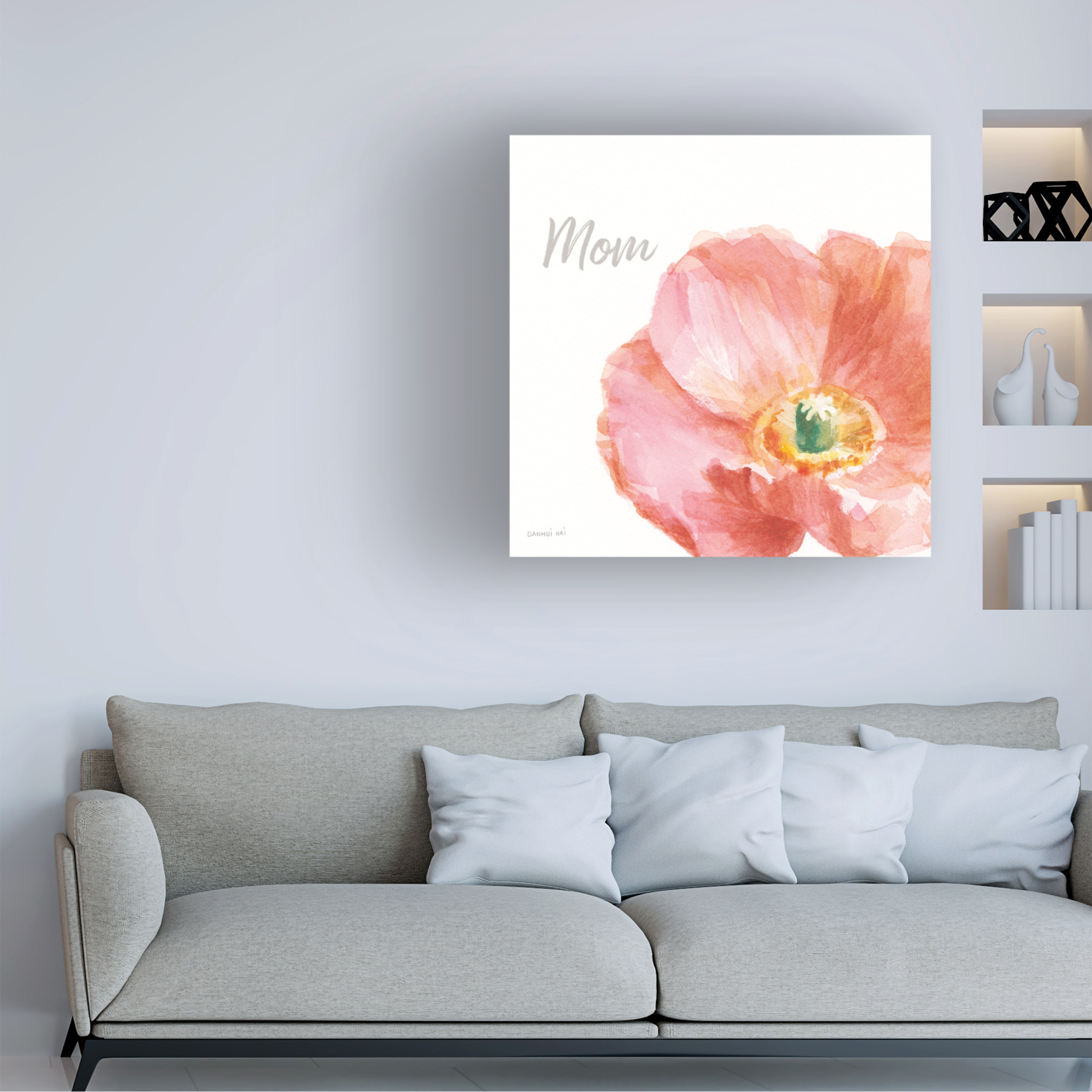 Trademark Fine Art 'Garden Poppy Flipped on White Crop II Mom' Canvas Art by Danhui Nai