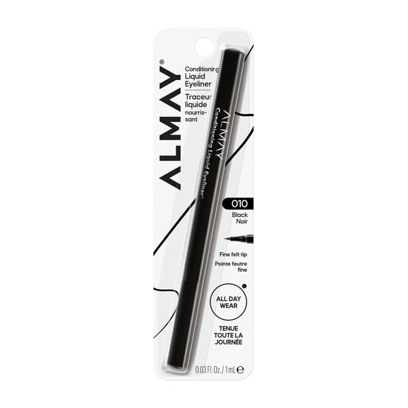 Almay Conditioning Liquid Liner, Precision Felt Tip Eyeliner, Waterproof, Cruelty-Free Makeup, 10 Black
