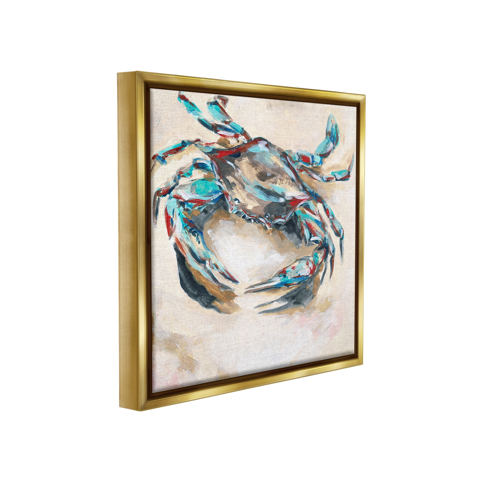 Stupell Industries Abstract Nautical Crab Animals & Insects Painting Gold Floater Framed Canvas Art Print Wall Art, 18 x 18