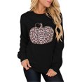 thumbnail image 1 of Sweat-Shirt Graphique Citrouille Halloween pour Femmes Imprimé Léopard Décontracté à Manches Longues, 1 of 3