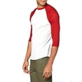 thumbnail image 2 of Ma Croix Mens 3/4 Sleeve Raglan Baseball T Shirt Small, White/Red, 2 of 4