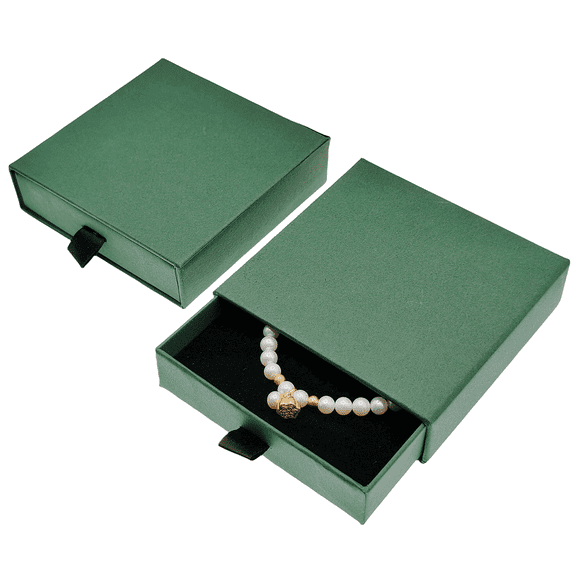 LANTWOO 2 Pack Jewelry Gift Boxes 4 x 4 x 1.4 Inch Cardboard Jewelry Boxes, Small Gift Boxes for Jewelry Earrings Necklaces Handmade Bangles Bracelets (Green)
