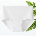 thumbnail image 4 of ibuvkizy Panties for Women Plus Size High Waist Scalloped Edge Cotton Brief Panties,Mild Tummy Control Solid Daily Basic Underpants,L, 4 of 5
