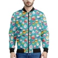 thumbnail image 4 of Chaqueta con cremallera con estampado 3D de cupcakes de dibujos animados para hombres y mujeres, sudadera con gráfico de comida, chaqueta bomber informal para niños, abrigo suelto de manga larga, 4 of 5