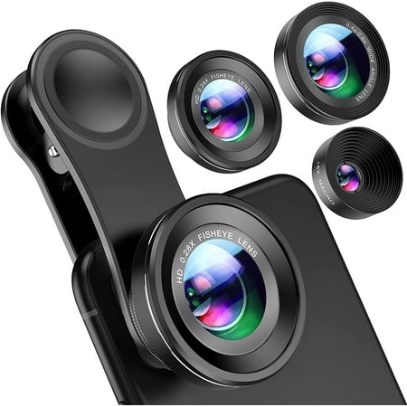 Image of Criacr Phone Camera Lens 0.4X Wide Angle Lens 180 Fisheye and 10X Macro Lens (Screwed Together) Clip on Cell Phone Lens Compatible with iPhone Smartphones Gifts Ideal 3 in