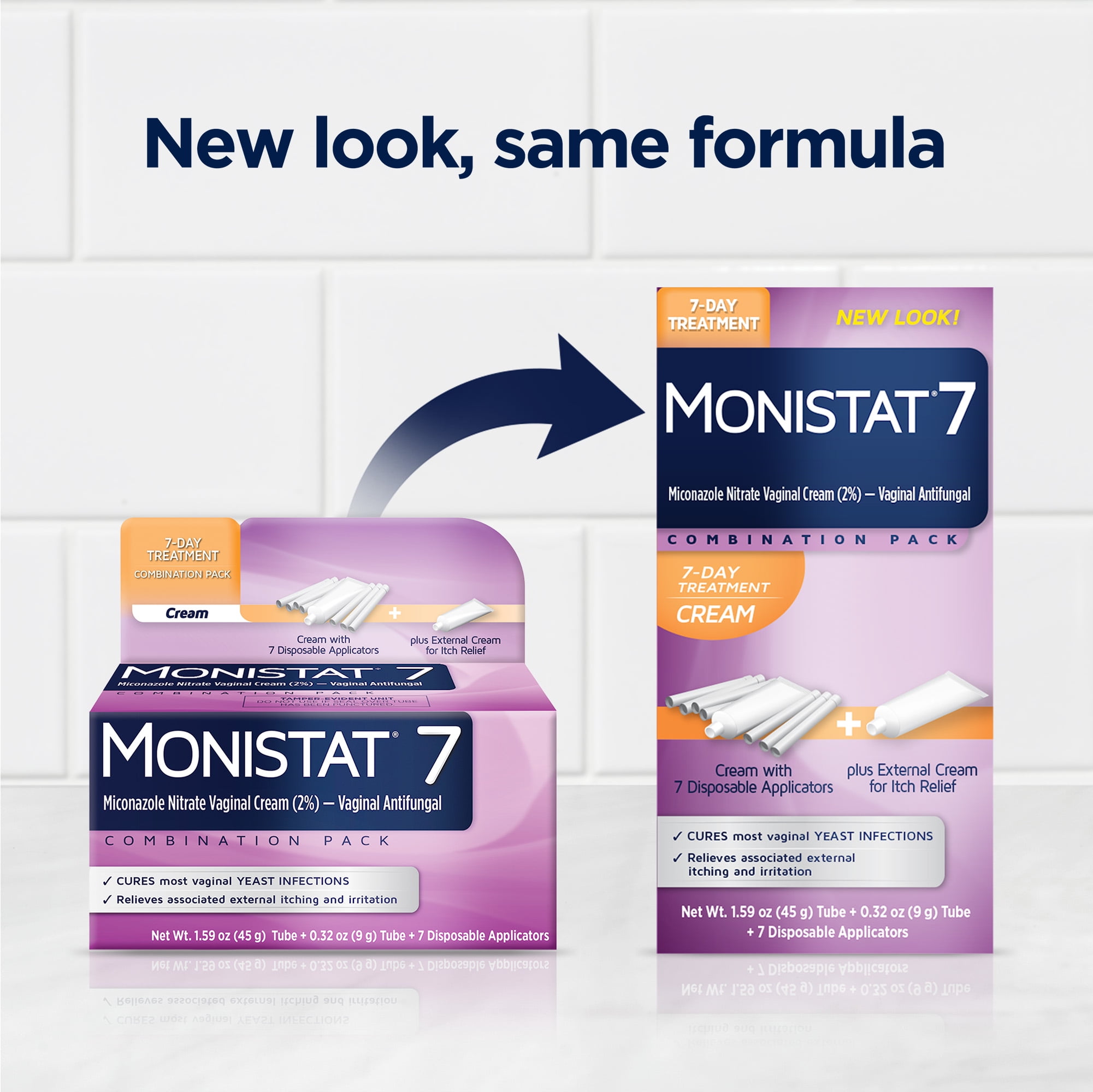 Monistat 7 Day Yeast Infection Treatment, 7 Disposable Miconazole Cream Tubes & External Itch Cream