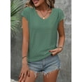 thumbnail image 3 of Weardear Women's V Neck T Shirts Eyelet Tank Top Cap Sleeve Summer Casual Blouses, S-XXL, 3 of 5