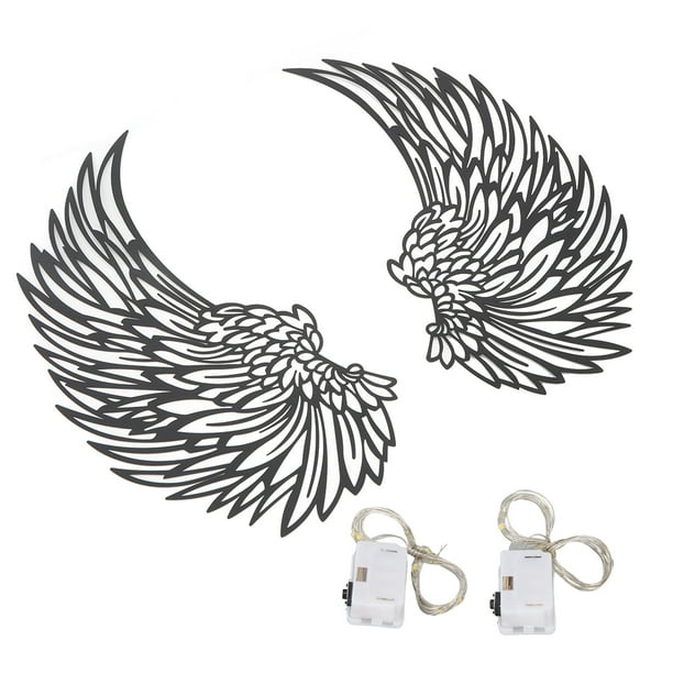 Alas de ángel Arte de pared de metal, Alas de ángel Pared de metal Alas de ángel Arte de pared Alas de ángel de metal Decoración de pared con luces LED Tecnología innovadora