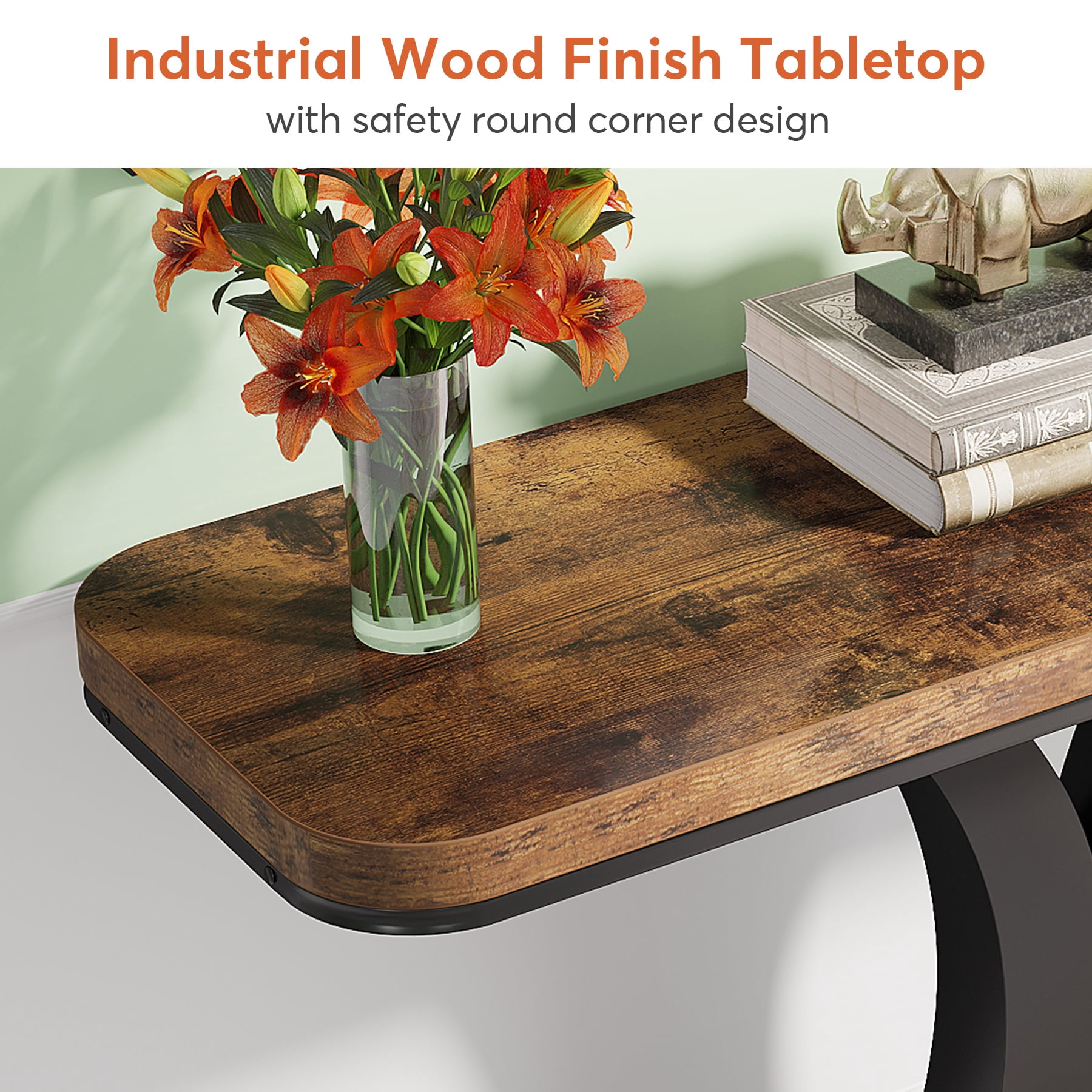 Tribesigns 40 inch Console Table, Rustic Hallway Accent Table with Geometric Base Narrow, Foyer Table for Living Room, Entryway