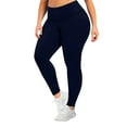 thumbnail image 2 of Women's Plus Size Solid Color Butt Lifting Workout Leggings, High Waist Yoga Pants for Women, Tummy Control Athletic Pants, Compression Fit,Navy,4XL, 2 of 5