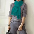 thumbnail image 2 of MEICHEN Neck Warmer for Delicate Ladies Fashion Solid Color Tassel Feeling Neck Warmer Winter Comfortable Faux Woolen Scarf Winter Accessories Green, 2 of 4