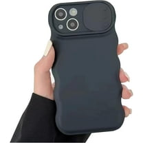 Compatible with iPhone Xs Max Case for Women/Girls, Cute Curly Wave Soft Silicone Push-Pull Lens Protection Anti-Scratch Shockproof Raised Bumper Corners Case for iPhone Xs Max, Black