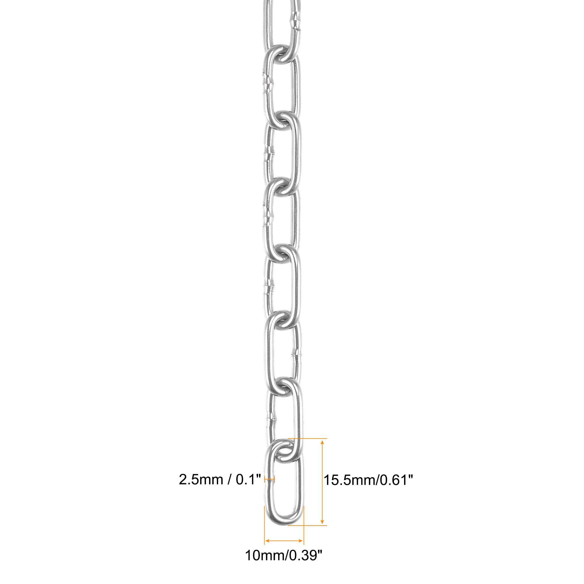 uxcell Proof Coil Chain 4 Meter 2.5mm Thick Zinc Plated 304 Stainless Steel for Clothes Hanging Guardrail