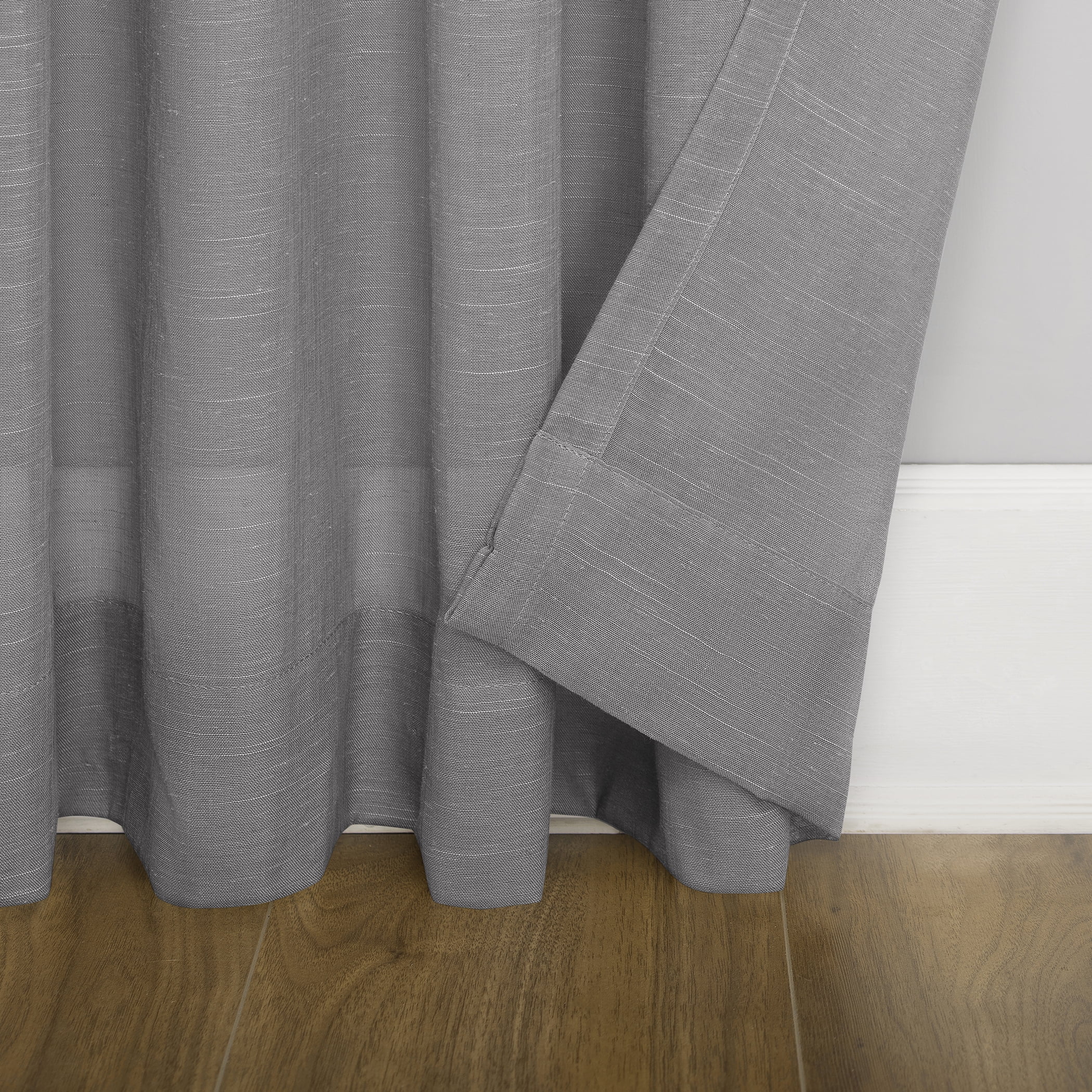 No. 918 Bethany Slub Textured Linen Blend Sheer Tie Top Curtain Panel, 50"x96", Gray