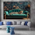 thumbnail image 3 of Mudket Framed Leopard on Green Velvet Sofa Canvas Wall Art, Luxury Leopard Print Room Decor for Living Room, Vintage Animal Wall Art, Ready to Hang - 12"L x 8"W, 3 of 10
