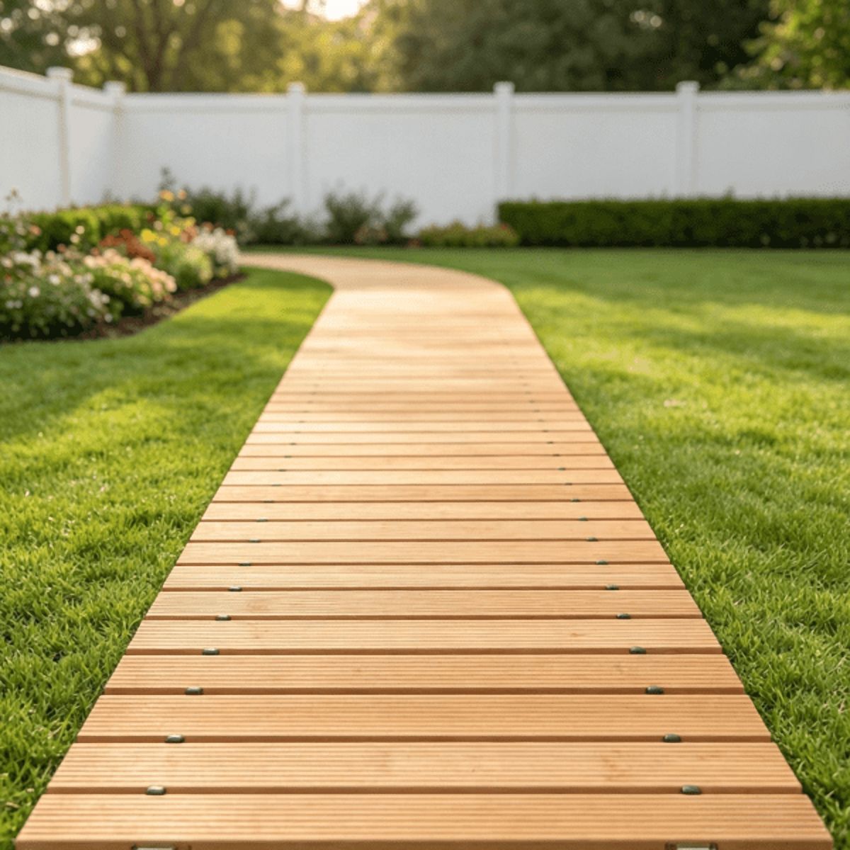 Wooden Garden Pathway, Decorative Wooden Walkway for Backyard & Wedding Party, 8 ft L x 17 in