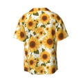 thumbnail image 6 of Lsque Yellow Polka Dot Sunflower print Men's Cuban Collar Short Sleeve Shirt Summer Beachwear Casual Button Down Fashionable Vacation Leisure Shirt-Small, 6 of 7