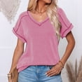 thumbnail image 4 of Weikingp Women's Short Sleeve Shirts，Women T Shirt Graphic Graphic Tees for Women Summer Tops Womens Tops Dressy Casual Womens Plus Size Tunics Women's T Shirt Pink XL, 4 of 8