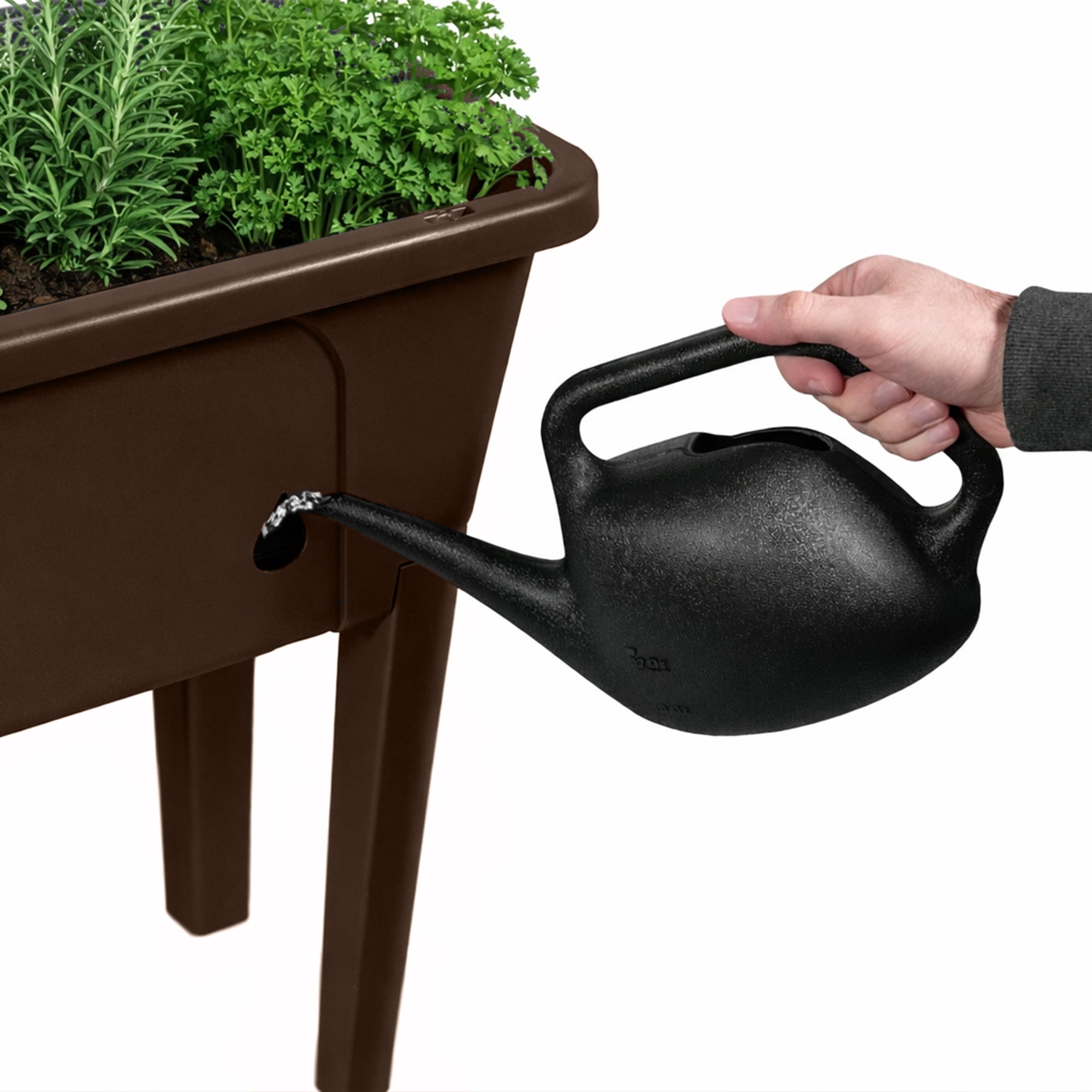 Garden Elements Elevated Self-Watering Garden Bed with Ventilated Grow Dome — Black, 45L