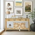 thumbnail image 2 of RUSTOWN Farmhouse Console Table with 4 Drawer, 60" Long Rustic Entryway Table with Open Storage Shelves and Handmade Metal Handle, Narrow Foyer Sofa Table for Living Room, Entryway, Hallway(Natural), 2 of 8
