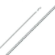 7 in. 14K White Gold 3.1 mm Regular Concave Cuban Chain