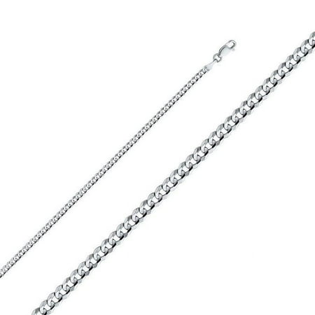 7 in. 14K White Gold 3.1 mm Regular Concave Cuban Chain