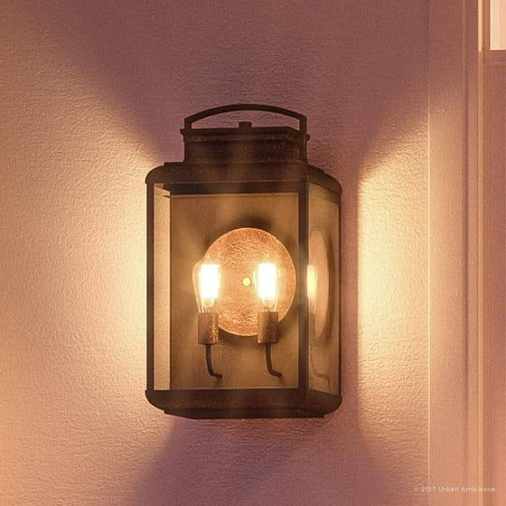 Urban Ambiance Luxury Tuscan Outdoor Wall Light Large Size 21 5 H X 12 W With Craftsman Style Elements Faux Copper Disk Royal Bronze Finish And