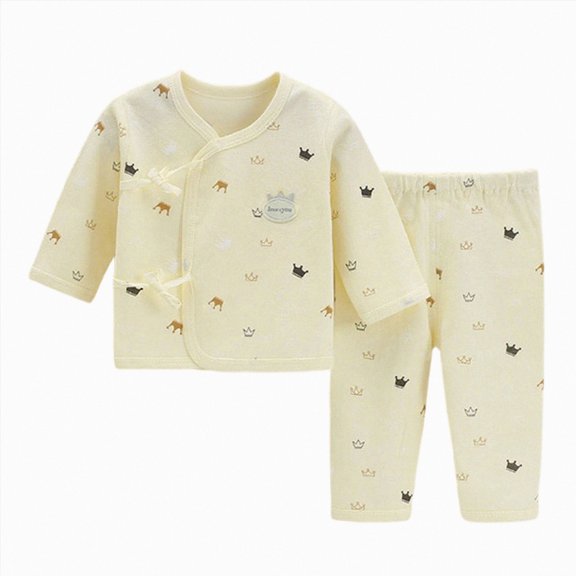 CAUYDY Baby Girls Pjs Infant Sleepers for Girl Long Sleeved Shirt Elastic Waist Pants 2Pcs Set Newborn Pajamas Preemie Clothes Fall Winter 0M 3M 6M 9M 12M Sizes 6-9 Months,Yellow