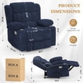 thumbnail image 3 of ODUMDUM Oversized Recliner Chair for Adults, Manual Wide Seat Fabric Recliner Sofa with Cup Holders, Single Lazy Boy Sofa Seat for Living Room, RV, Blue, 3 of 9