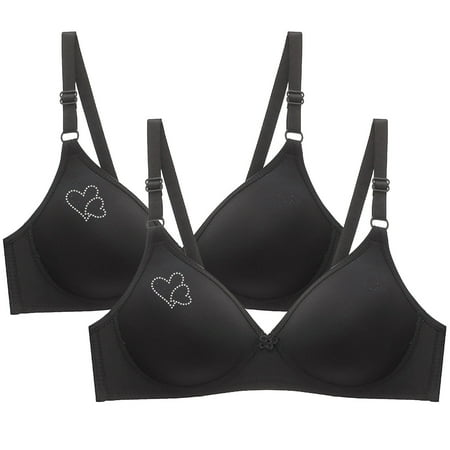 GERsome 2PCS Seamless Bras for Women No Underwire Comfort Soft Push Up Wireless Bra Deep V Plain Bralette Everyday Bra Assorted Color