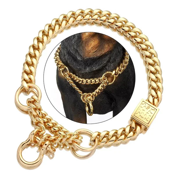 Cadena De Metal Con Collar De Martingala Para Perros Dorados