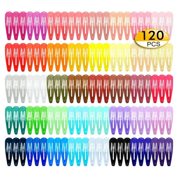 120-Piece 5cm Metallic Droplet Hair Clips Set - 40 Colorful Hues Including Macaron & Vibrant Contrast Tones - Durable DIY Hair Accessory Making Supplies for Creative Hairstyling & Daily Embellishments
