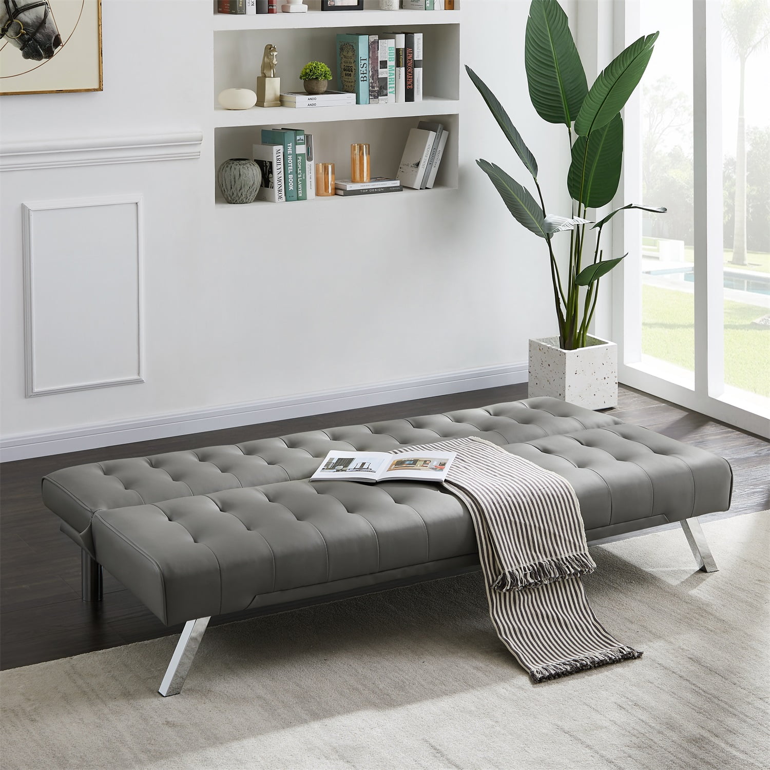 Kepooman Modern Convertible Folding Sofa Bed for Compact Living Space, Apartment, Dorm, Bonus Room with Metal Legs, Grey Kepooman Modern Convertible Folding Sofa Bed for Compact Living Space, Apartment, Dorm, Bonus Room with Metal Legs, Grey