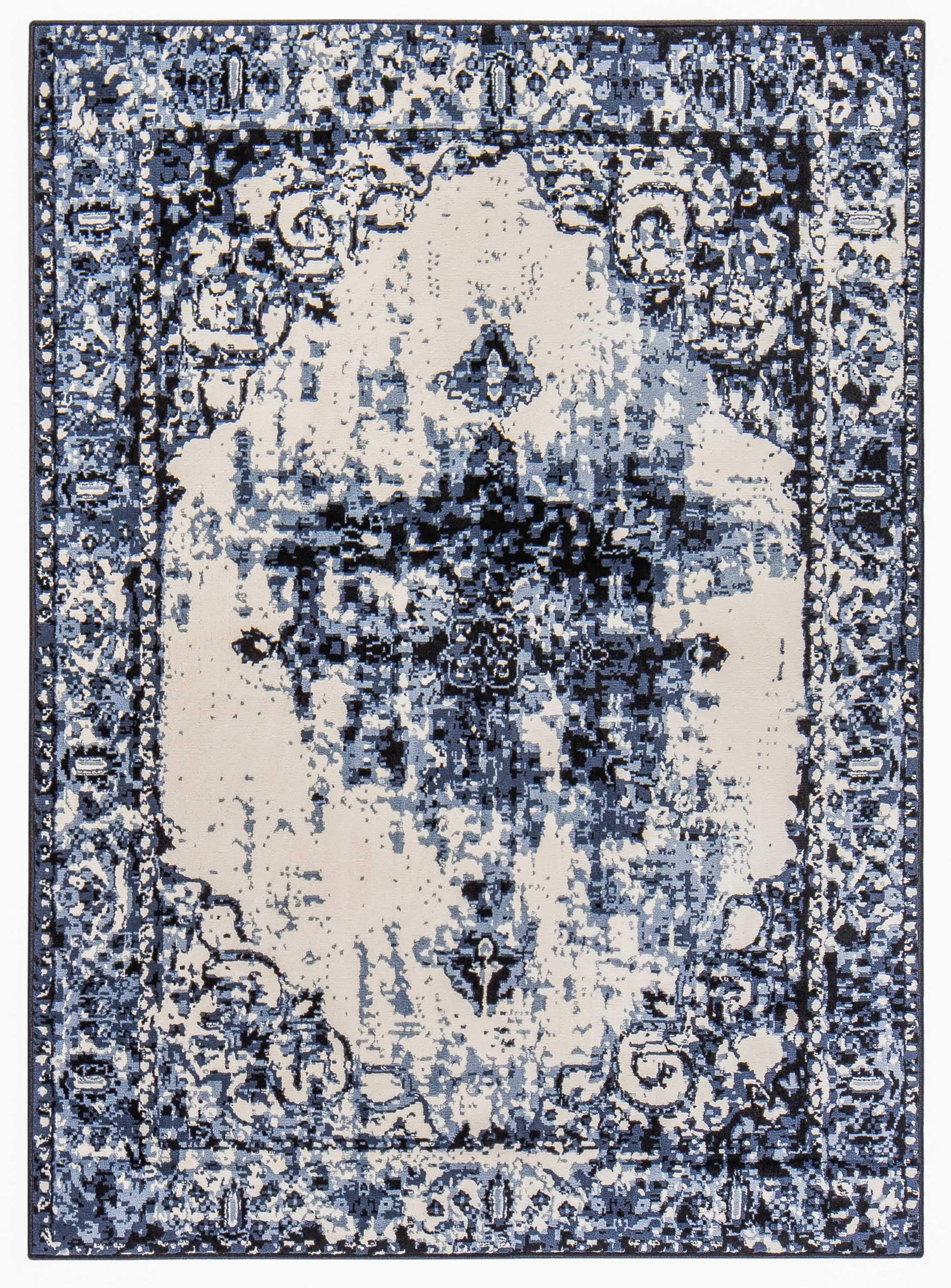 White Overdyed Distressed Medallion Rug, Over Dyed Distressed Rugs