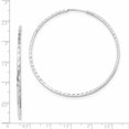 thumbnail image 2 of 14k White Gold Diamond Cut Square Tube Endless Hoop Earrings Round, 2 of 6